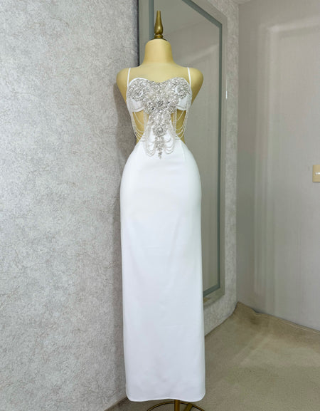 Vestido blanco con pedrería
