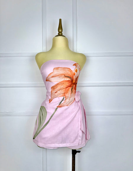 Jumper rosa strapless con estampado