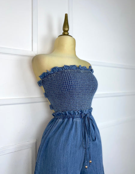 Palazzo campana strapless con elástico