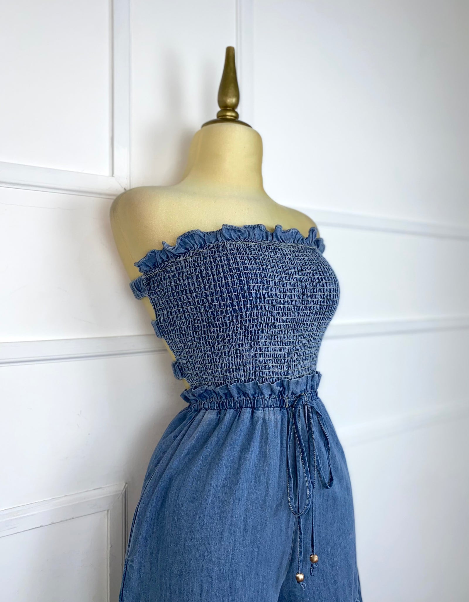 Palazzo campana strapless con elástico