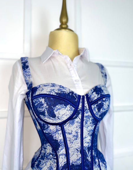 Corset azul estampado