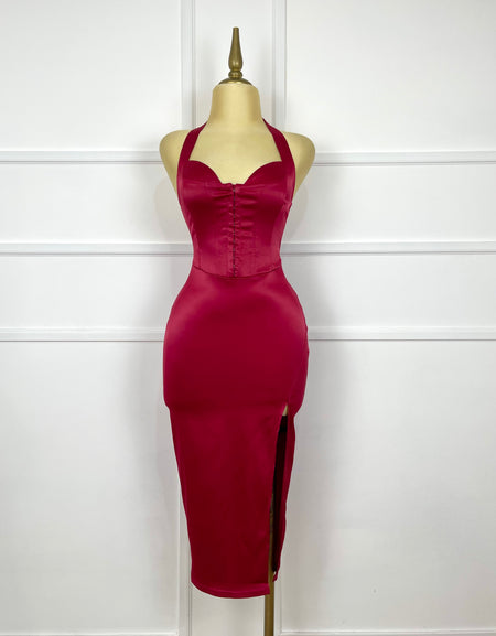Vestido tinto satinado