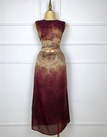 Vestido tinto multi con abertura