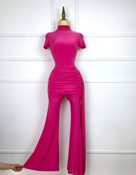 Set de blusa y pantalón fucsia stretch