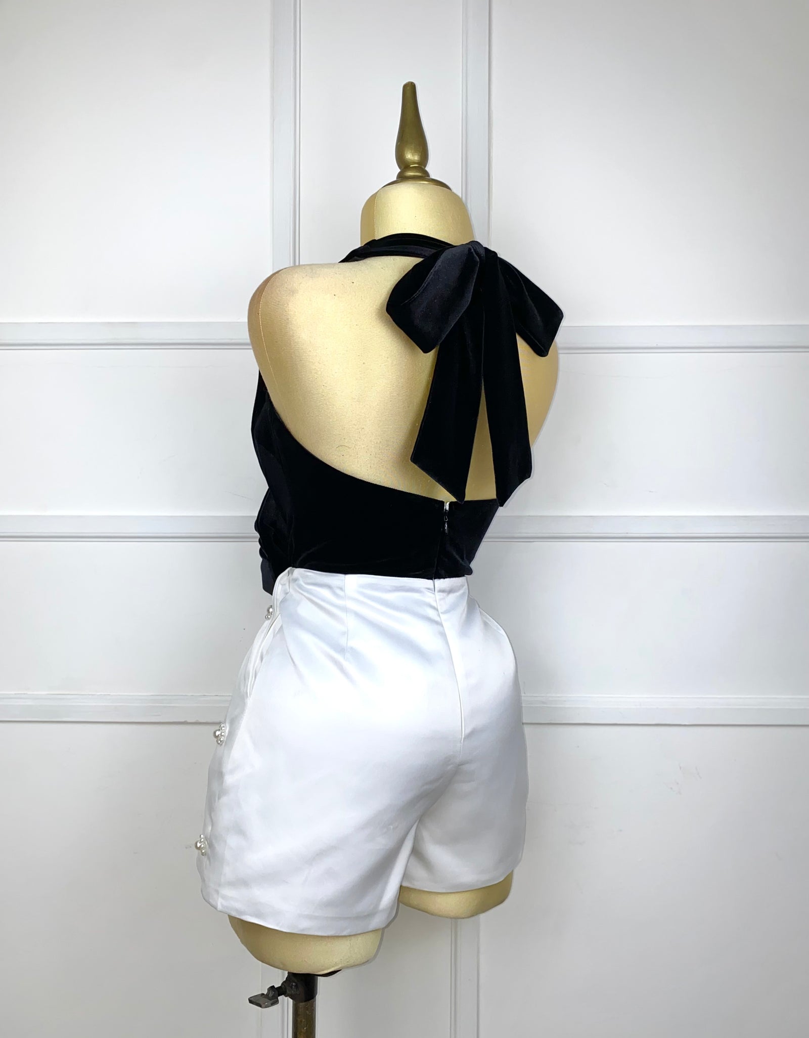 Jumper bicolor terciopelo con perlas