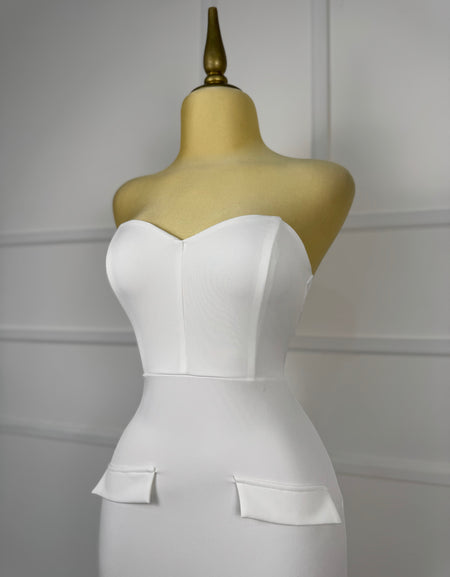 Vestido blanco midi strapless