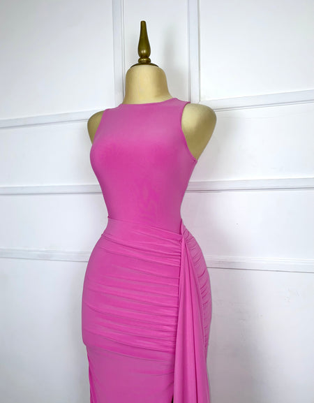 Vestido rosa midi liso