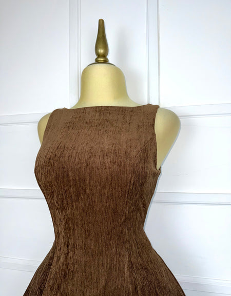 Vestido corto café pana