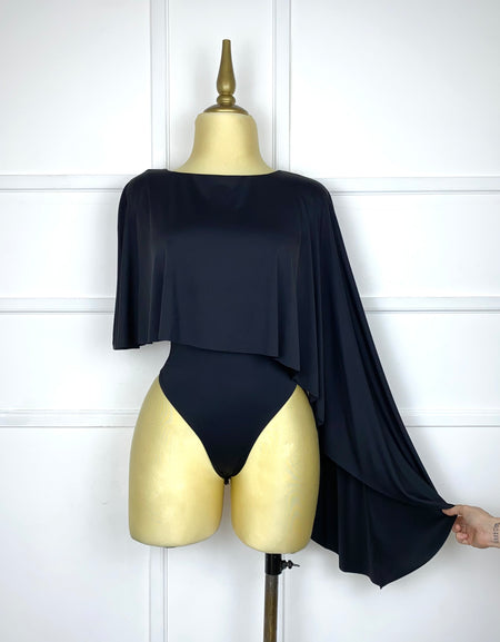 Bodysuit negro asimétrico tipo lycra