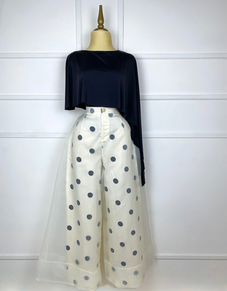 Pantalón beige lunares tipo gasa