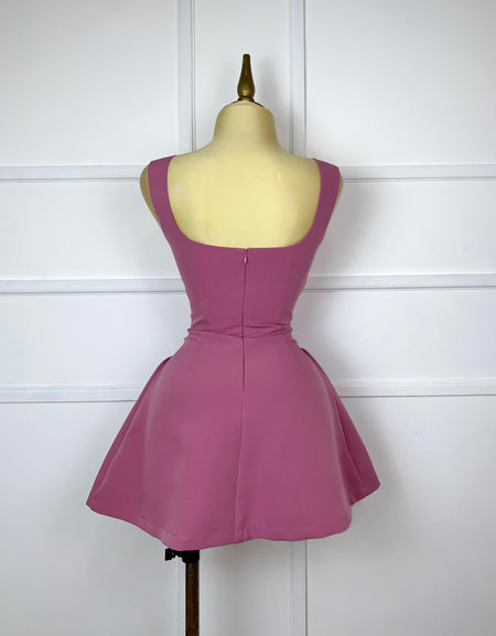 Vestido rosa liso corte A