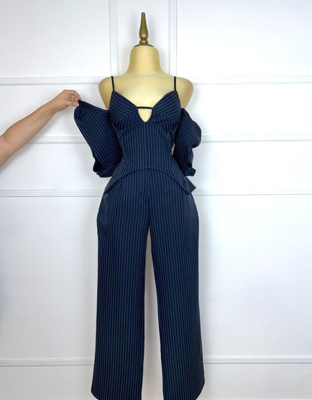 Set navy con líneas