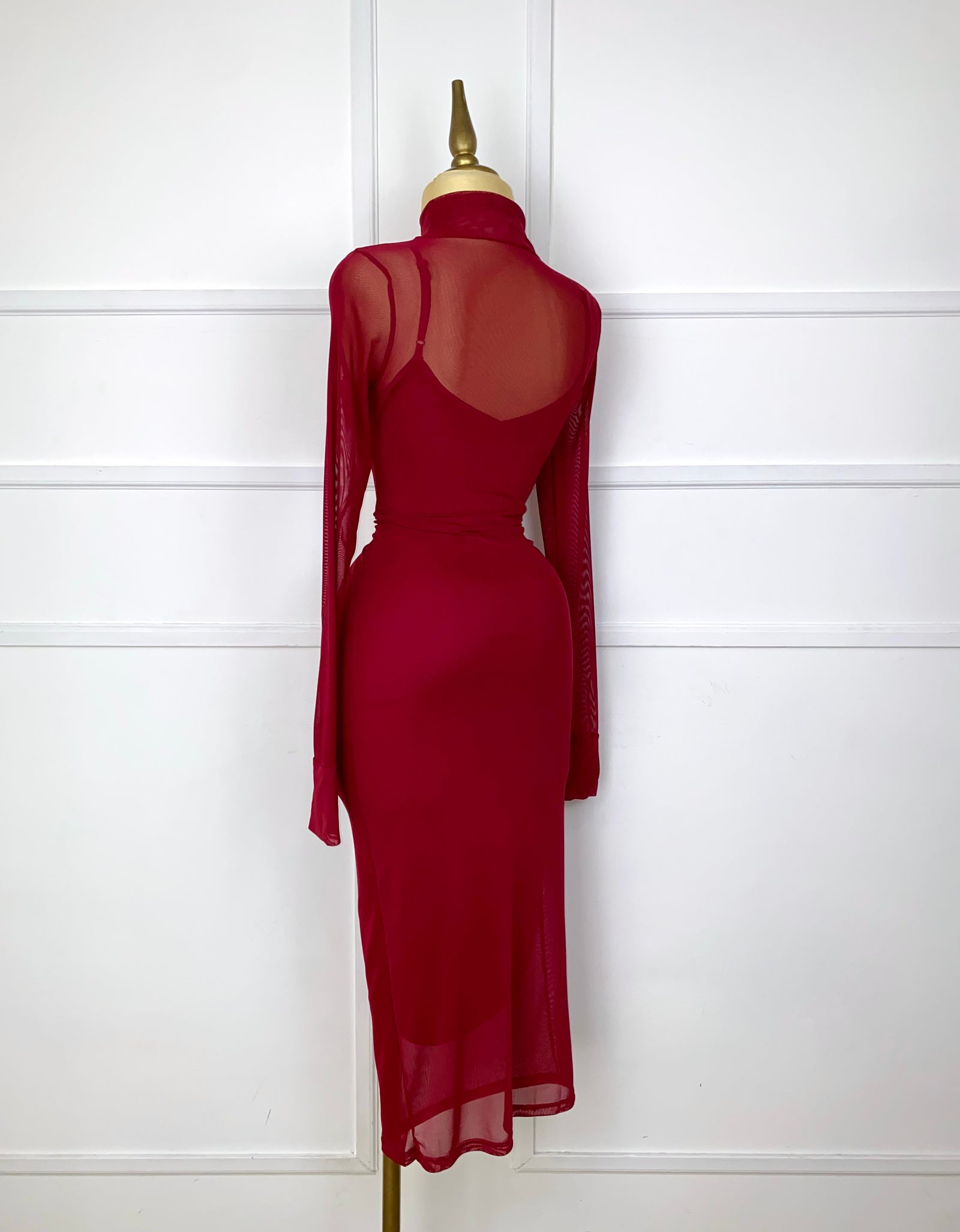 Vestido tinto mesh
