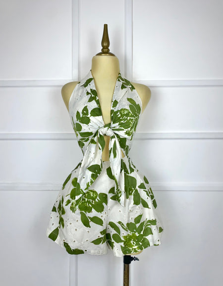 Jumper beige con estampado verde