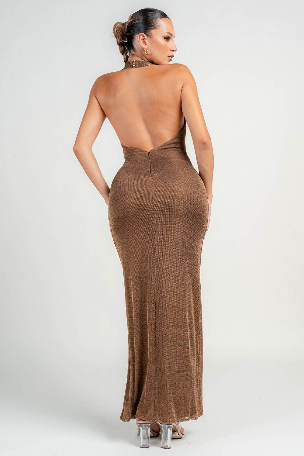 Vestido cobrizo halter