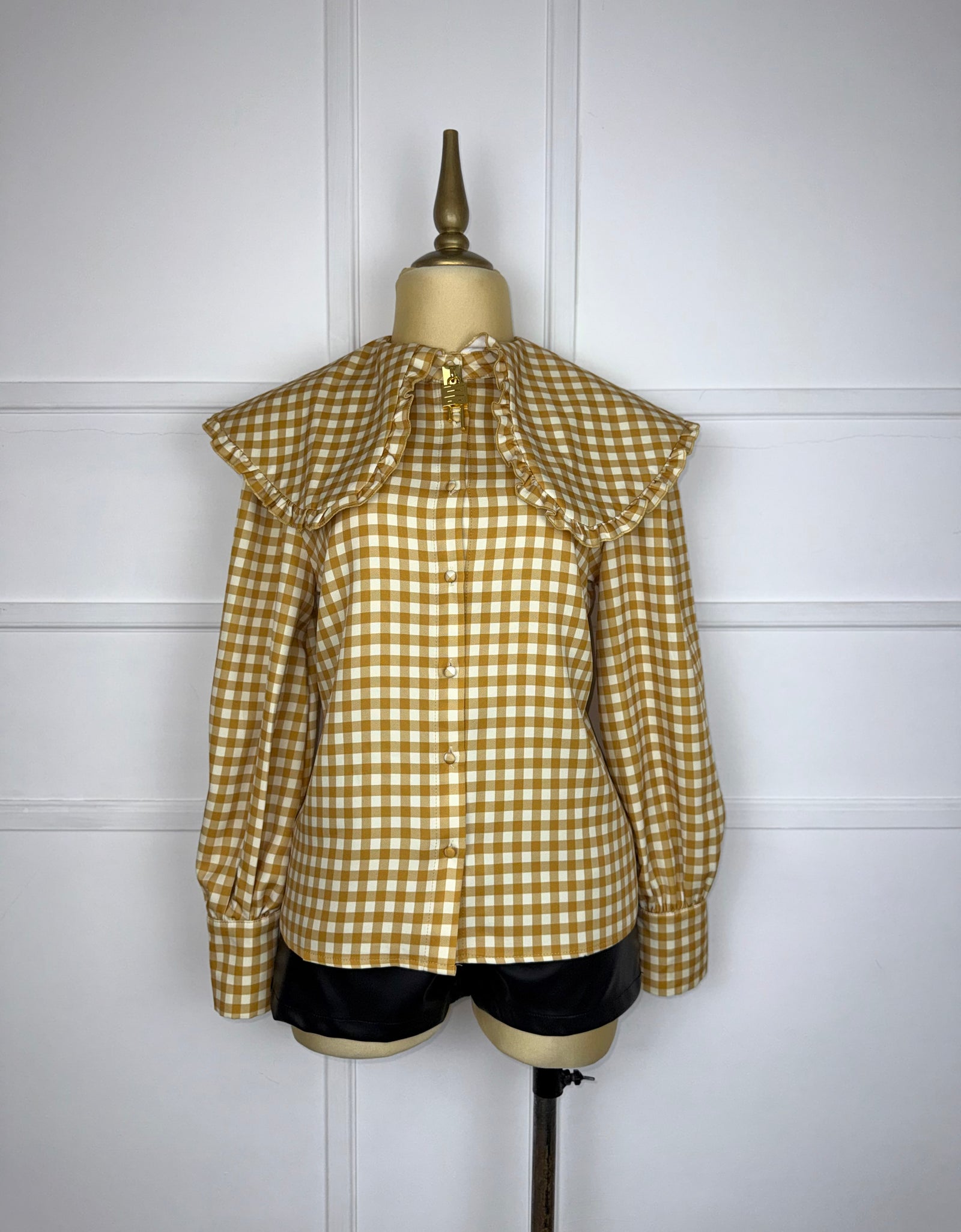 Camisa cuadros mostaza con candado
