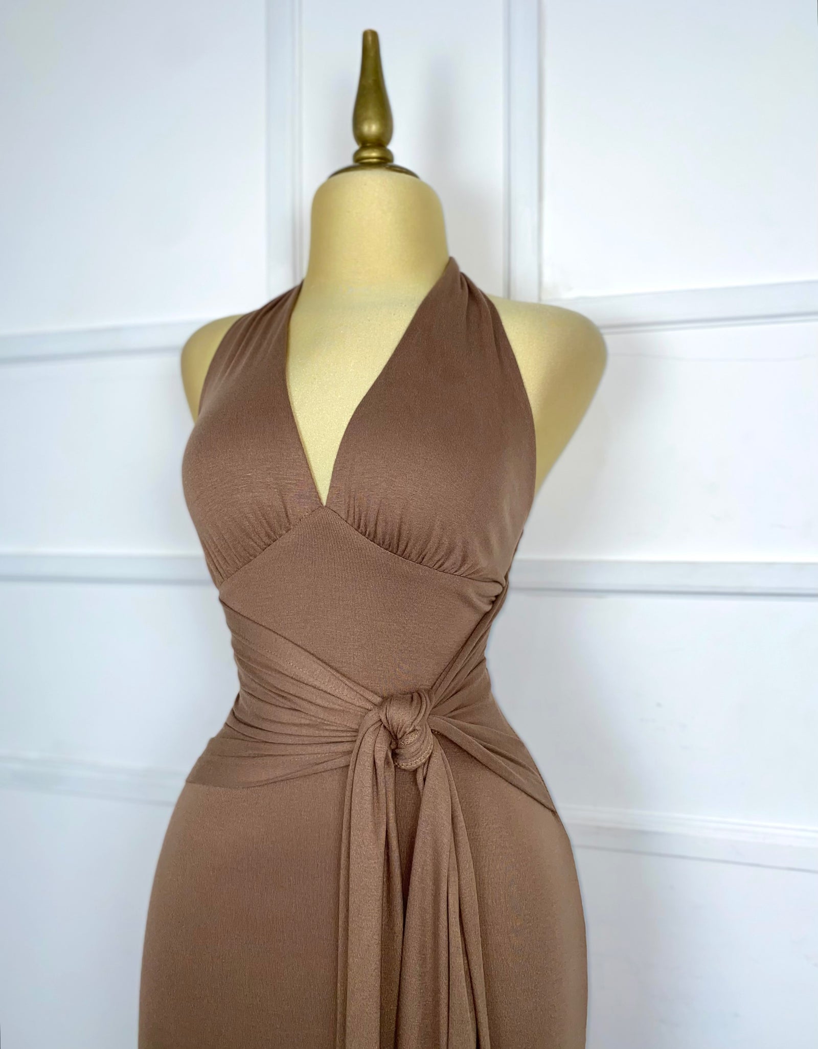 Vestido café strecth