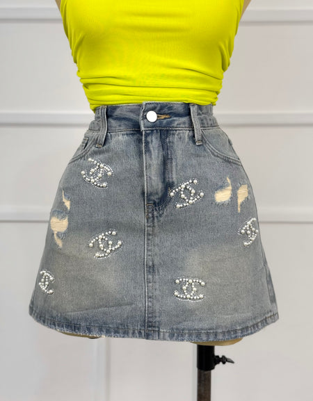 Falda corta de mezclilla