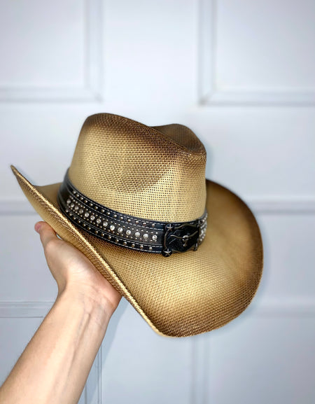 Sombrero paja con pedrería y estoperoles