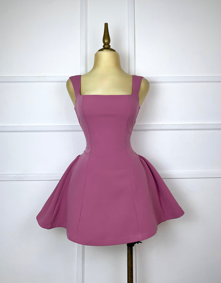 Vestido rosa liso corte A