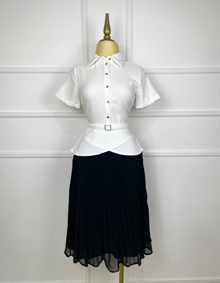 Vestido black/white con cinto